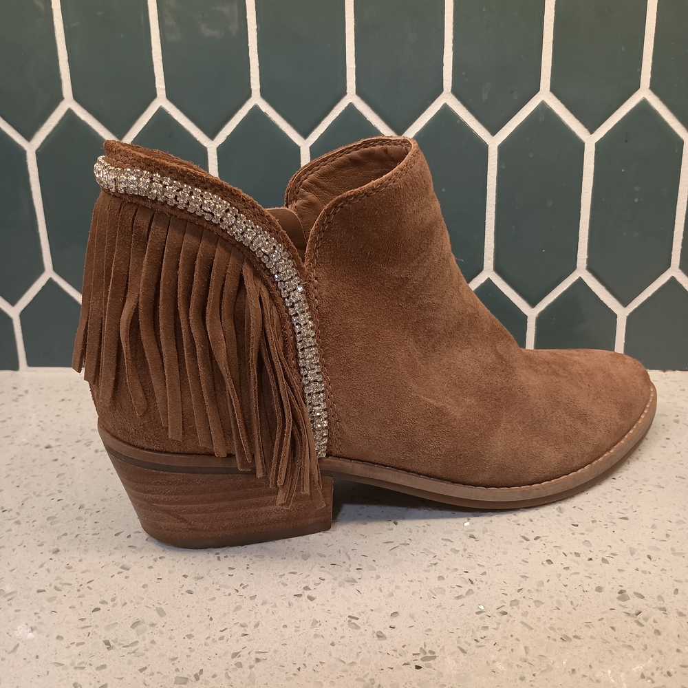 Lucky Brand Tan Fringe Ankle Booties